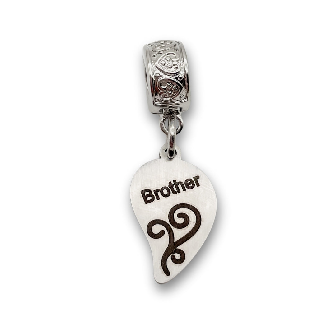 "Brother" Half Heart Clip-on Charm