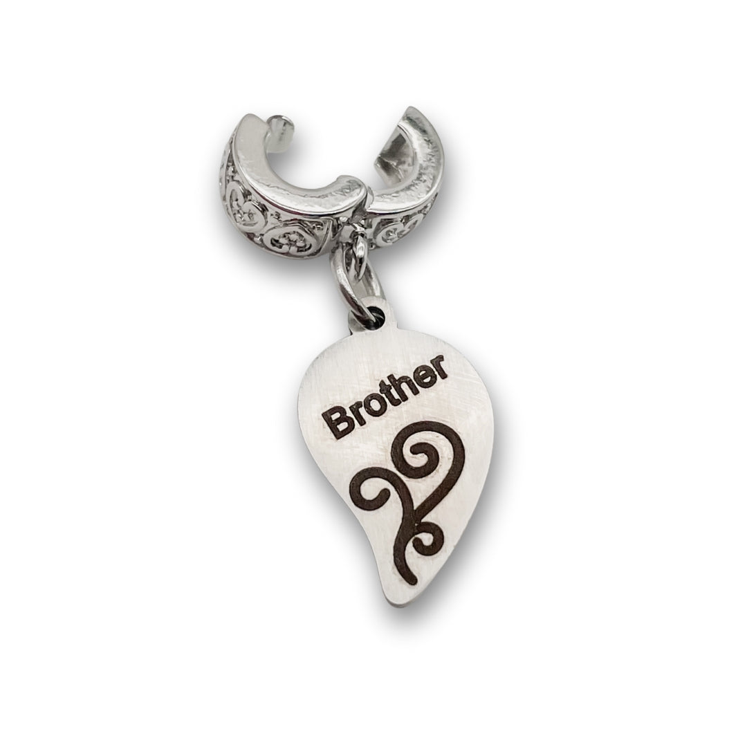"Brother" Half Heart Clip-on Charm