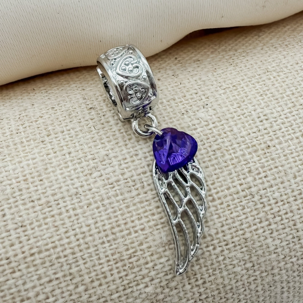 "Angel Wing" with Purple gem Clip-on Charm