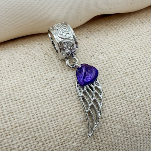 "Angel Wing" with Purple gem Clip-on Charm