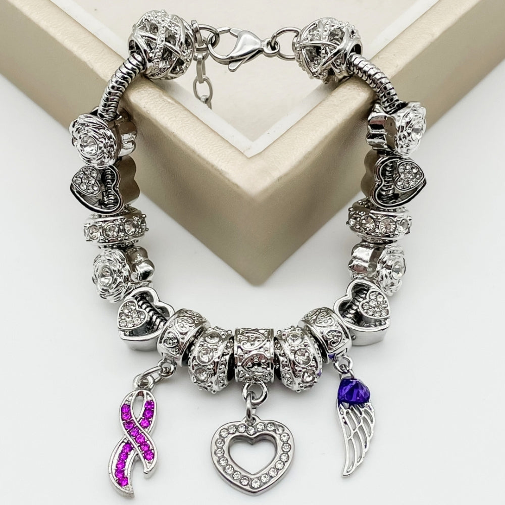 "Angel Wing" with Purple gem Clip-on Charm