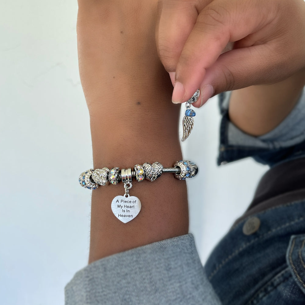 "Angel Wing" with Blue gem Clip-on Charm
