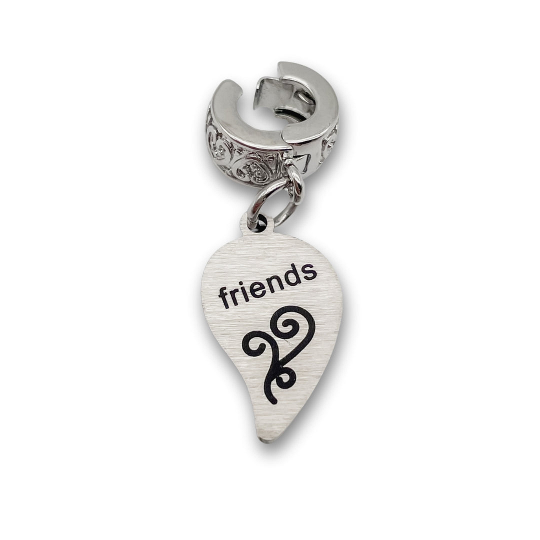 "Friends" Half Heart Clip-on Charm