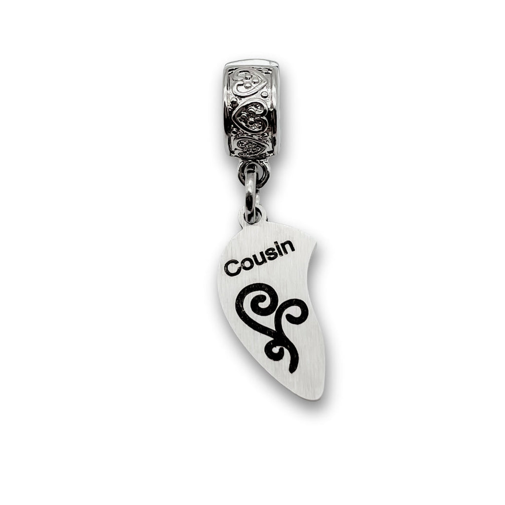 "Cousin" Left Half Heart Clip-on Charm