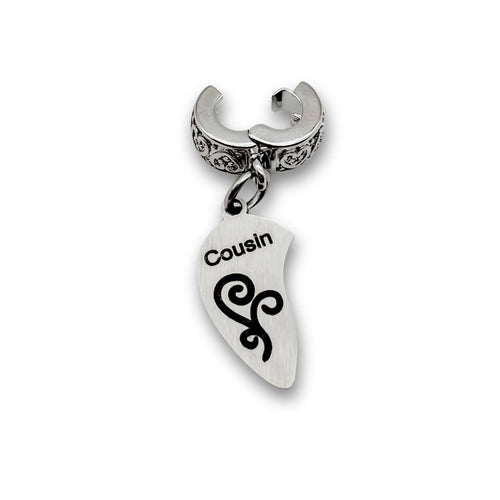 "Cousin" Left Half Heart Clip-on Charm