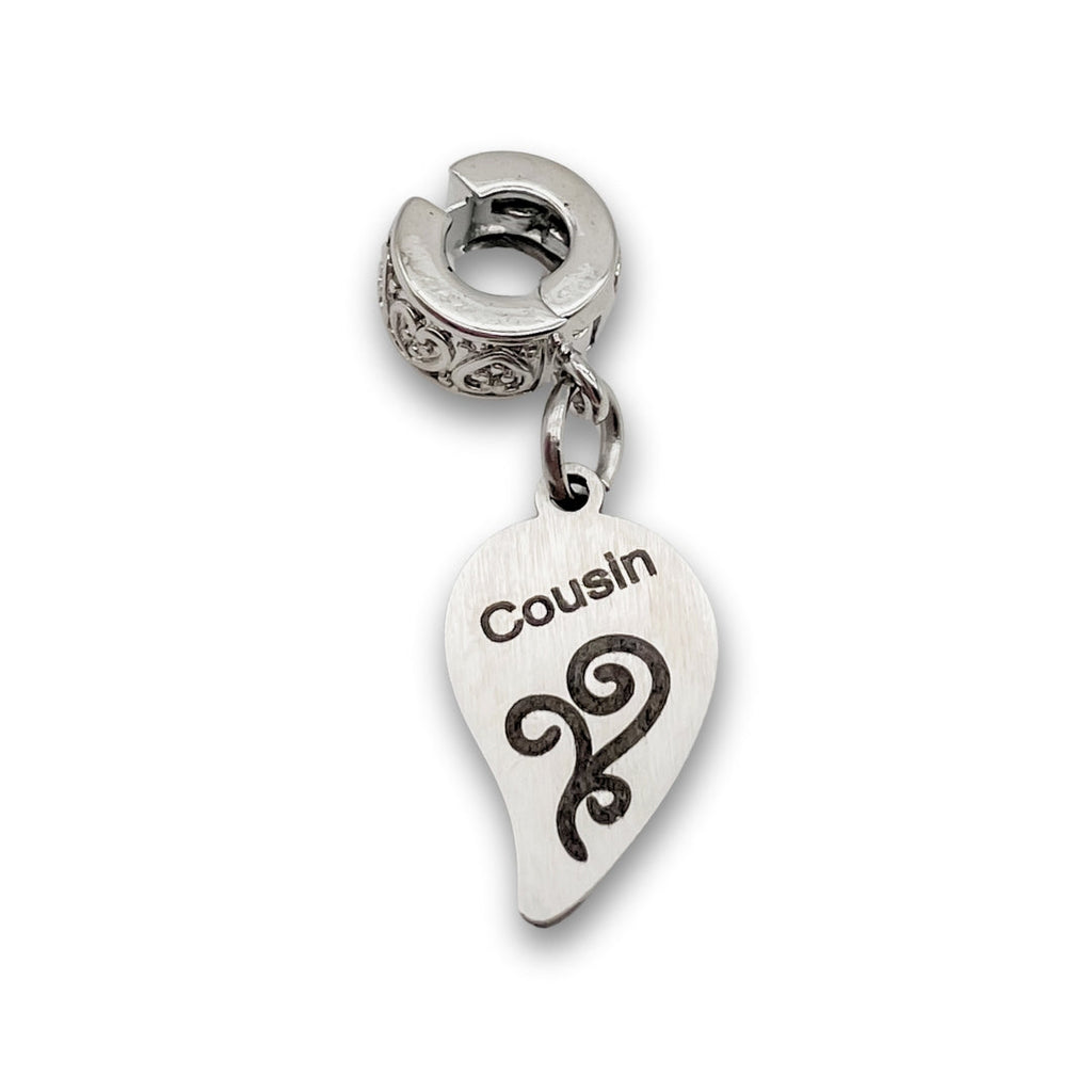 "Cousin" Right Half Heart Clip-on Charm