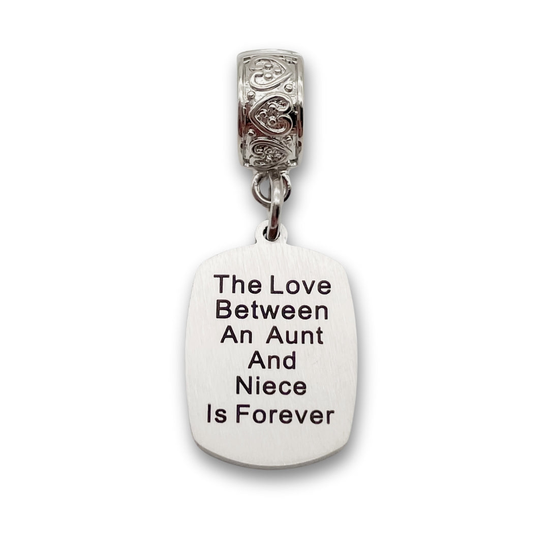"Aunt Niece Infinite Love" Quote Clip-on Charm