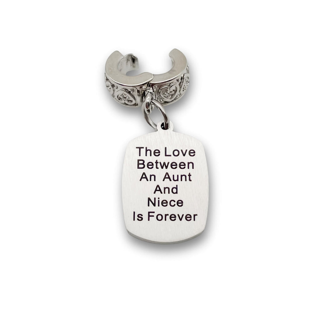 "Aunt Niece Infinite Love" Quote Clip-on Charm