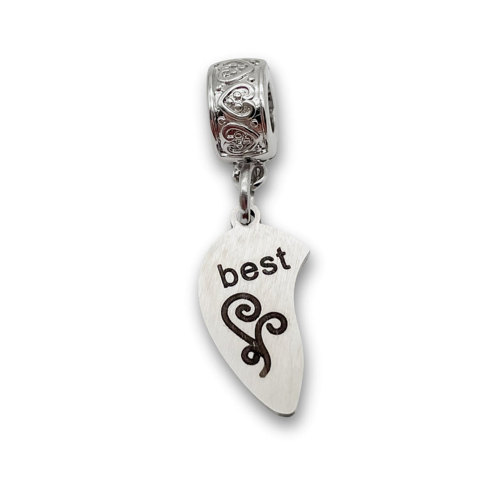 "Best " Half Heart Clip-on Charm
